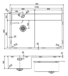 Pure.Sink Exclusivo RVS kleine spoelbak met afdruipgedeelte 78x52 cm Tapwing links PEX3478LT-02