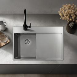 Pure.Sink Exclusivo RVS kleine spoelbak met afdruipgedeelte 78x52 cm Tapwing rechts PEX3478RT-02
