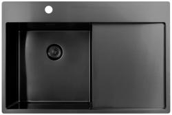 Pure.Sink Exclusivo Gun Metal spoelbak met afdruipgedeelte 78x52 cm Tapwing links PEX4078LT-61