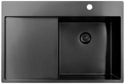 Pure.Sink Exclusivo Gun Metal spoelbak met afdruipgedeelte 78x52 cm Tapwing rechts PEX4078RT-61