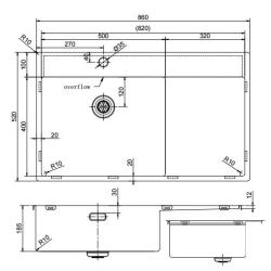 Pure.Sink Exclusivo RVS spoelbak met afdruipgedeelte 86x52 cm Tapwing links PEX5086LT-02