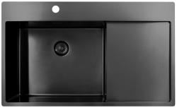 Pure.Sink Exclusivo Gun Metal spoelbak met afdruipgedeelte 86x52 cm Tapwing links PEX5086LT-61