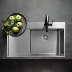 Pure.Sink Exclusivo RVS spoelbak met afdruipgedeelte 86x52 cm Tapwing rechts PEX5086RT-02