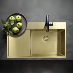 Pure.Sink Exclusivo Gouden spoelbak met afdruipgedeelte 86x52 cm Tapwing rechts PEX5086RT-60