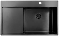 Pure.Sink Exclusivo Gun Metal spoelbak met afdruipgedeelte 86x52 cm Tapwing rechts PEX5086RT-61