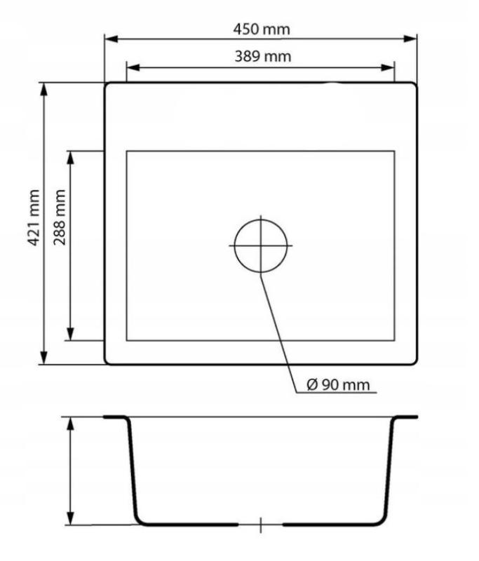 Graniteland Nera Granieten Spoelbak 45x42 cm Arduin hardsteen look Opbouw met Kraangatbank en RVS Plug 1208971432
