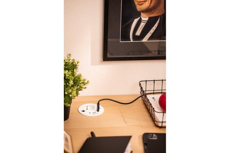 Meubelsok RONDO, 1xSHUKO, 1xUSB-A, 2xUSB-C, HDMI, RJ45 kabel 1,5 m, wit