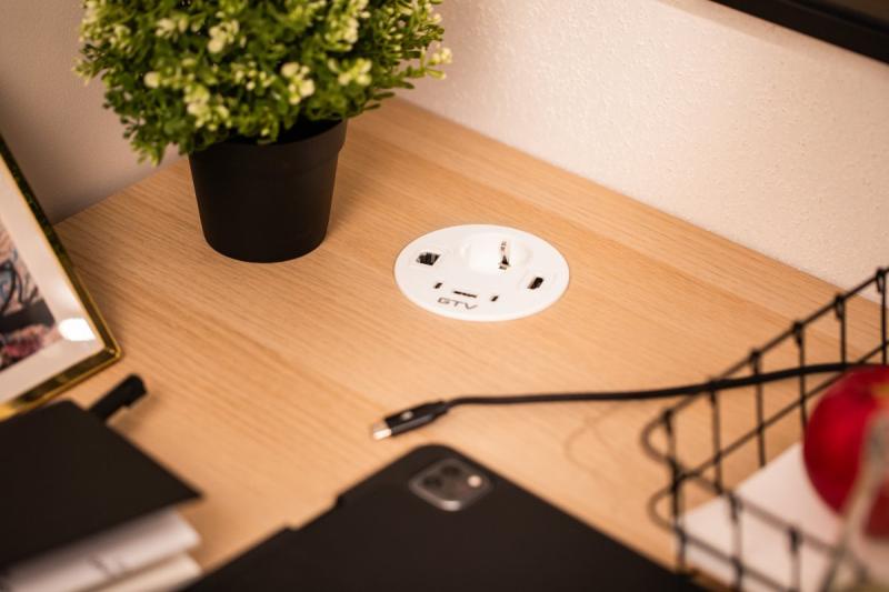 Meubelsok RONDO, 1xSHUKO, 1xUSB-A, 2xUSB-C, HDMI, RJ45 kabel 1,5 m, wit