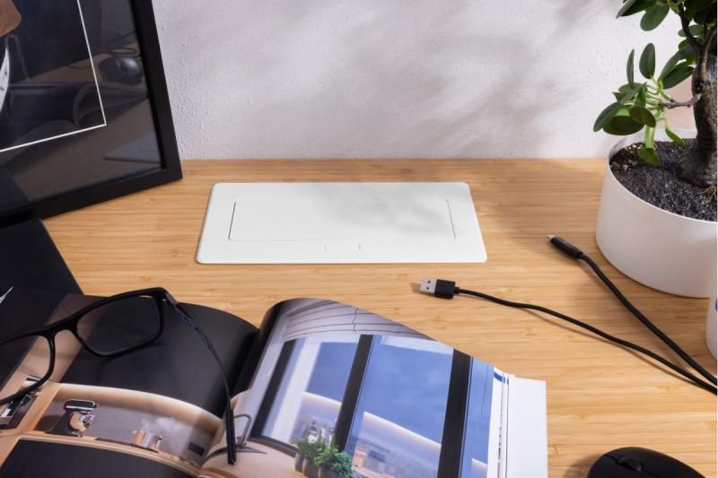 Meubelaansluiting MULTISOFT, 2xSHUKO, USB A+C, RJ45, kabel 1.5 m, wit