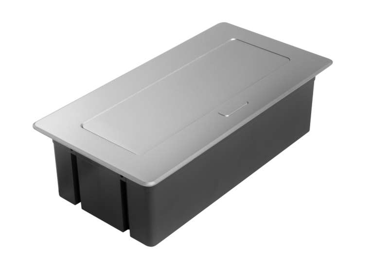 Meubelaansluiting MULTISOFT, 2xSHUKO, USB A+C, RJ45, kabel 1.5 m, aluminium