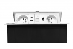 MULTISOFT meubelcontactdoos 2x Stopcontact met Aarding, USB A+C, RJ45, HDMI, Stroomkabel met Stekker, Wit