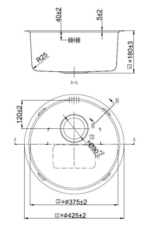Pure.Sink Rondo RVS Ronde Spoelbak Vlakinbouw, Onderbouw en Opbouw 37 cm RD375-SS