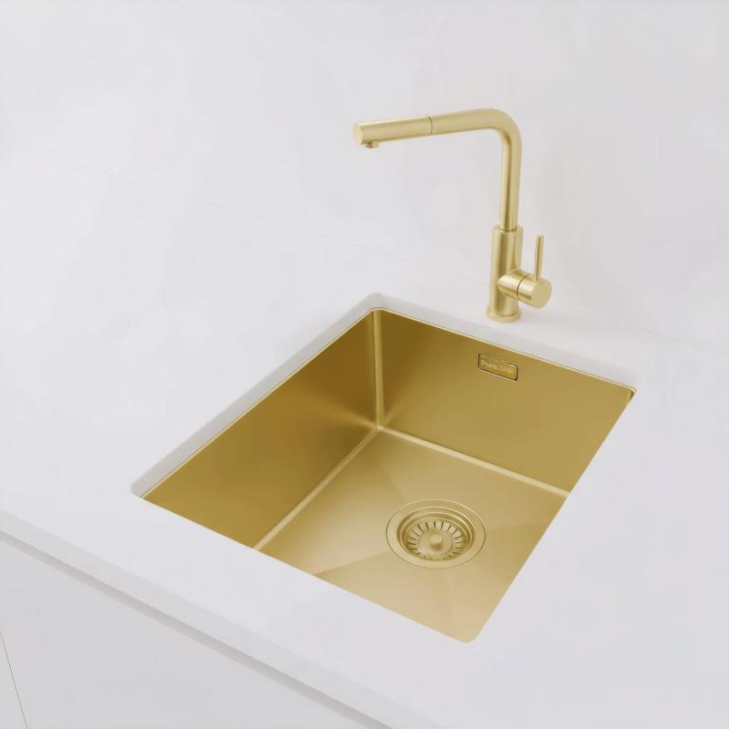 Pure.Sink Luxion Gouden spoelbak 36x40 cm onderbouw, vlakinbouw en opbouw PLX3640-60