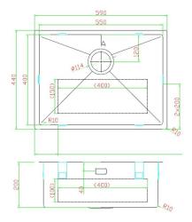 Pure.Sink Luxion Koperen spoelbak 55x40 cm onderbouw, vlakinbouw en opbouw PLX5540-62