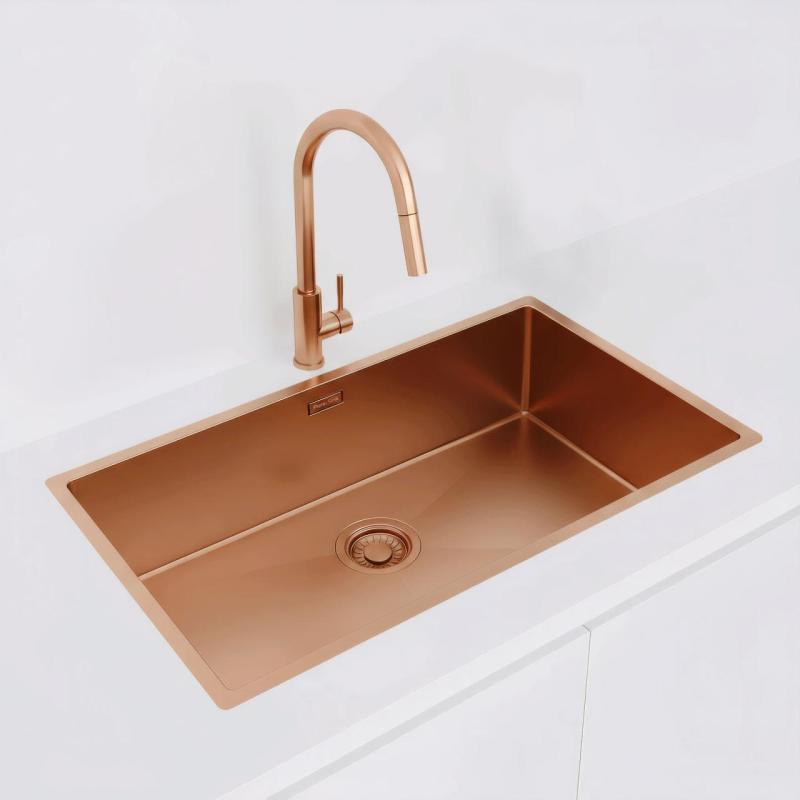 Pure.Sink Luxion Large copper sink 74x40 cm undermount, flush mount, and top mount PLX7440-62