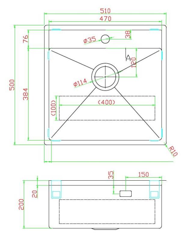 Pure.Sink Luxion RVS spoelbak 51x50 cm Tapwing met kraangatbank PLX5150T-02