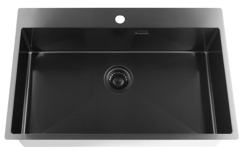 Pure.Sink Luxion PVD Grote Zwarte spoelbak 78x50 cm Tapwing met kraangatbank PLX7850T-63
