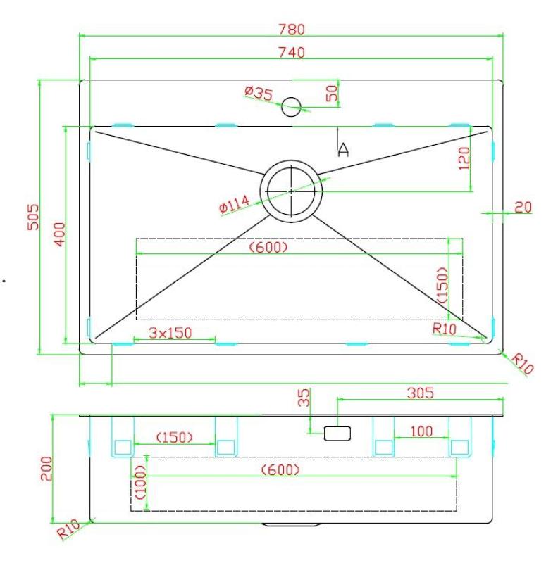 Pure.Sink Luxion Grote Gun metal spoelbak 78x50 cm Tapwing met kraangatbank PLX7850T-61