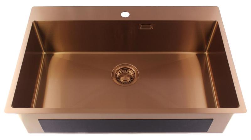 Pure.Sink Luxion Grote Koperen spoelbak 78x50 cm Tapwing met kraangatbank PLX7850T-62
