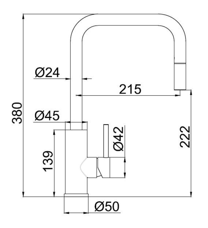 Pure.Sink Luxion Gun metal keukenkraan square met uittrekbare uitloop PLXSQUA-61