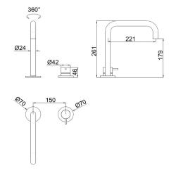 Pure.Sink Luxion 2-gats Mat Zwarte keukenkraan met U uitloop PLX2HU-10