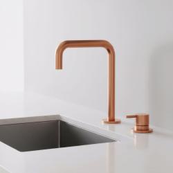 Pure.Sink Luxion 2-gats Koperen keukenkraan met U uitloop PLX2HU-62