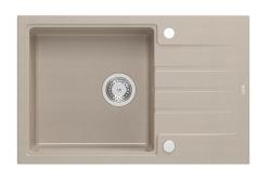 Quadri Cardigan Pearl Beige granieten opbouw spoelbak met afdruipvlak omkeerbaar 78x50cm 1208971816