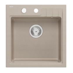 Quadri Cardigan Pearl beige granieten opbouw spoelbak 50x52cm met kraangatbank 1208971818