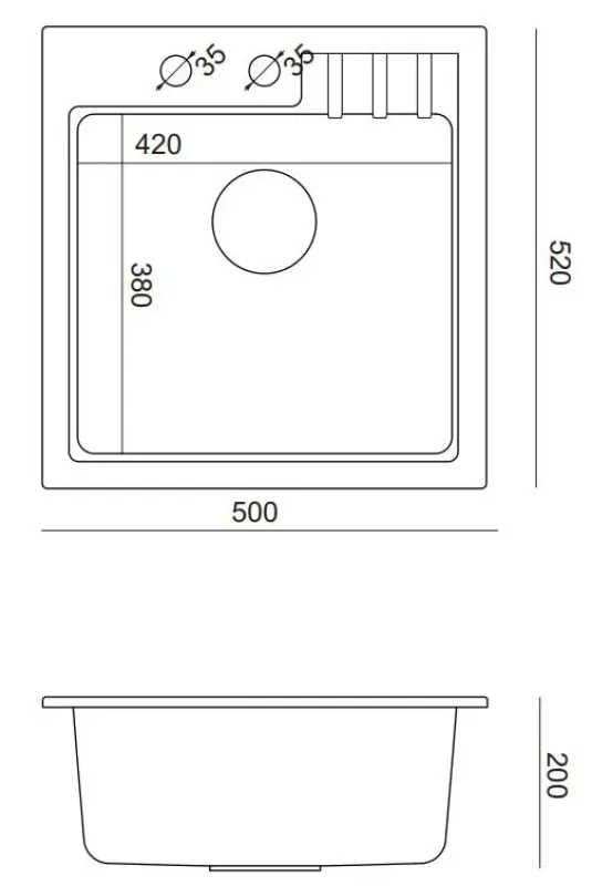 Quadri Cardigan Pearl beige granieten opbouw spoelbak 50x52cm met kraangatbank 1208971818