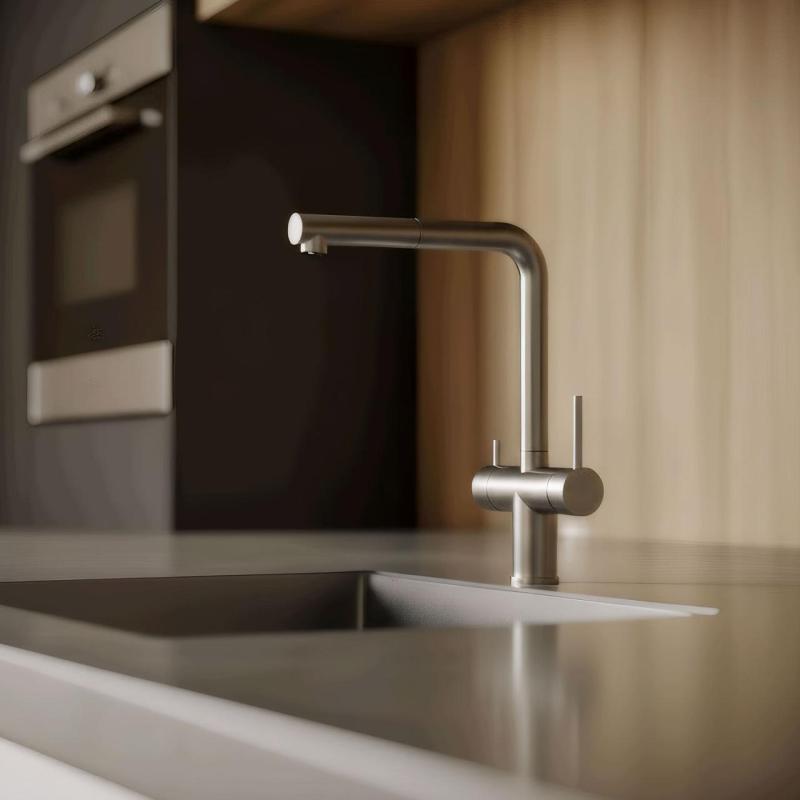 Pure.Sink Elite Steel Clear-S Stainless Steel 3-way Kitchen Tap with Retractable Spout and Filtered Water PS8120-02
