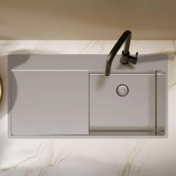 Pure.Sink Exclusivo RVS spoelbak met afdruipgedeelte 100x52 cm Tapwing rechts PEX47100RT-02
