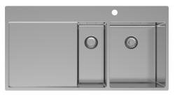 Pure.Sink Exclusivo RVS 1,5  spoelbak met afdruipgedeelte 100x52 cm Tapwing rechts PEX3418100RT-02