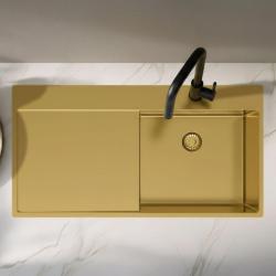 Pure.Sink Exclusivo Gouden spoelbak met afdruipgedeelte 100x52 cm Tapwing rechts PEX47100RT-60