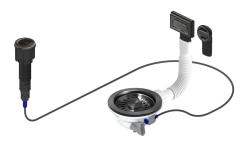 Pure.Sink Universal Gun metal Drain set including push button waste with plug, plus rectangular and round overflow WSTAUT-61