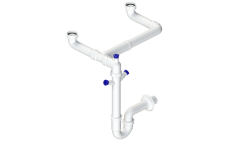Pure.Sink Universal Siphon dubbele ruimte besparende spoelbak sifon voor in de keuken met 2 vaatwasser aansluitingen WSTDSI-32
