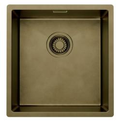 Pure.Sink Luxion PVD Antiek Bronzen spoelbak 36x40 cm onderbouw, vlakinbouw en opbouw  met bodemrek PLX3640-64