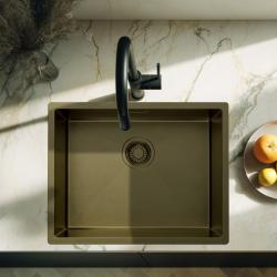Pure.Sink Luxion PVD Antiek Bronzen spoelbak 50x40 cm onderbouw, vlakinbouw en opbouw met bodemrek PLX5040-64