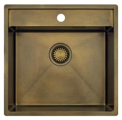 Pure.Sink Luxion PVD Antiek Bronzen spoelbak 51x50 cm Tapwing met kraangatbank en bodemrek PLX5150T-64