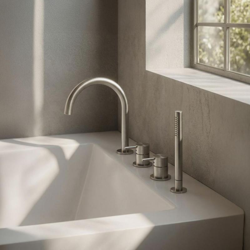 MURO TUA built-in bath mixer with round spout and pull-out hand shower chrome 1208972441