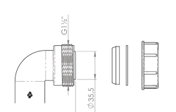 Pure.Sink UK siphon elbow kit with nut and gaskets 40mm WSTSUK-32