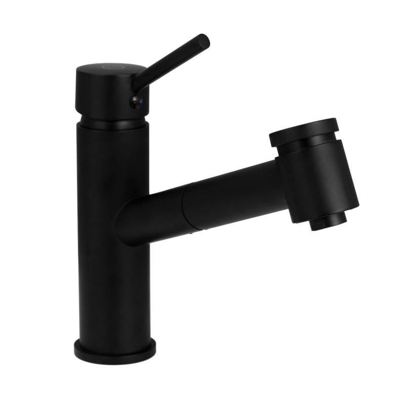 Aquanello Voss Keukenmengkraan Zwart met Uittrekbare Uitloop en Sproeifunctie BL-7200-VS
