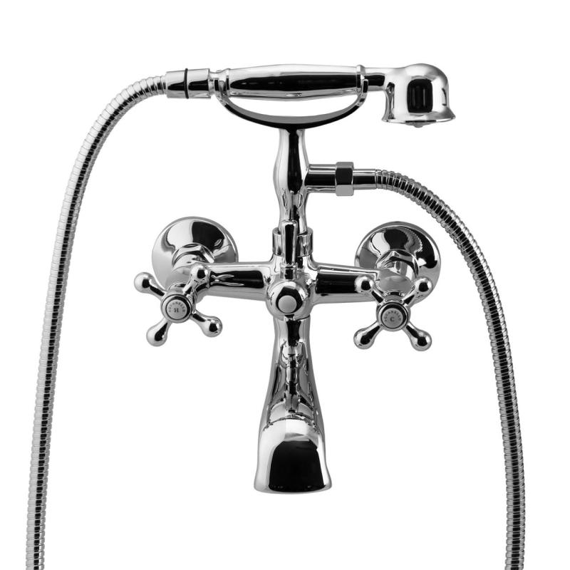 Aquanello Heritage Ascot Klassieke Opbouw Badkraan met Sterknoppen RVS inclusief Handdouche NB-3002-HA