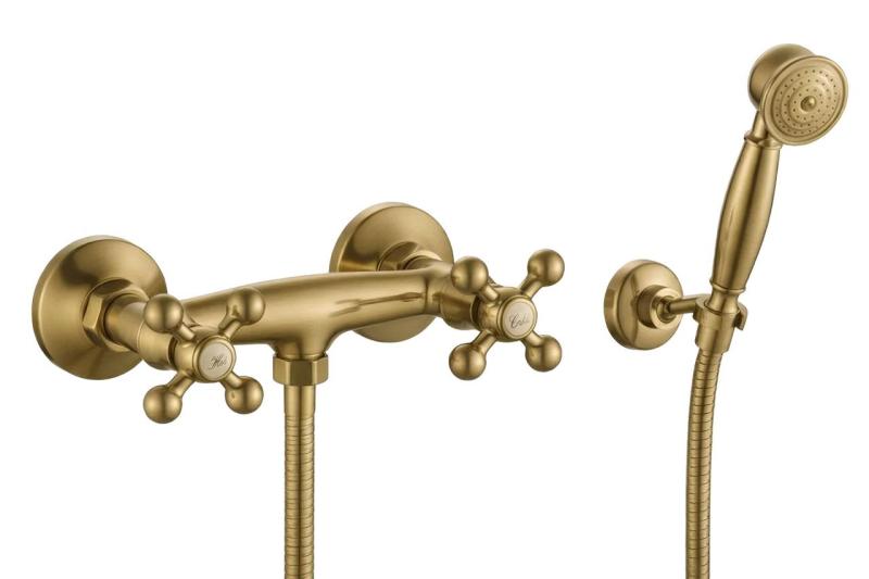 Aquanello Heritage Ascot Classic Surface-Mounted Shower Faucet Set with Star Knobs Bronze including Hand Shower BN-2002-HA