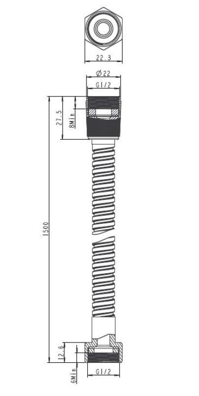 Aquanello Heritage Collection Doucheslang  150cm Chroom CR-9002-HC