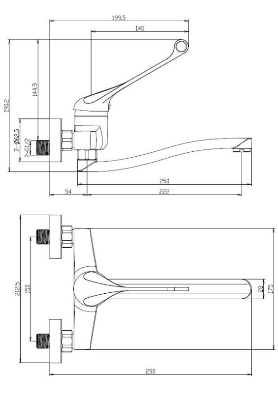 Aquanello Medic Keuken Muurkraan met Lange Hendel Chroom CR-1005-MD