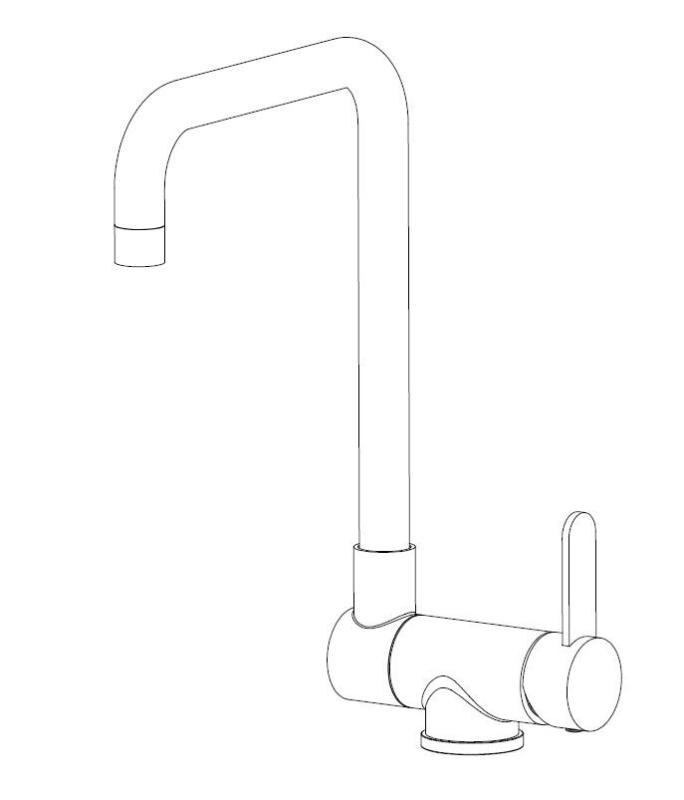 Aquanello Forma Massieve RVS Neerklapbare Venster Keukenkraan Zwart  BL-1011-FM