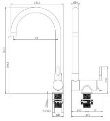 Aquanello Forma Massieve RVS Neerklapbare Venster Keukenkraan Zwart BL-1012-FM