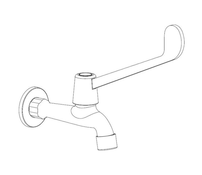 Aquanello Medic Wand Koudwaterkraan met Lange Hendel Chroom CR-1102-MD