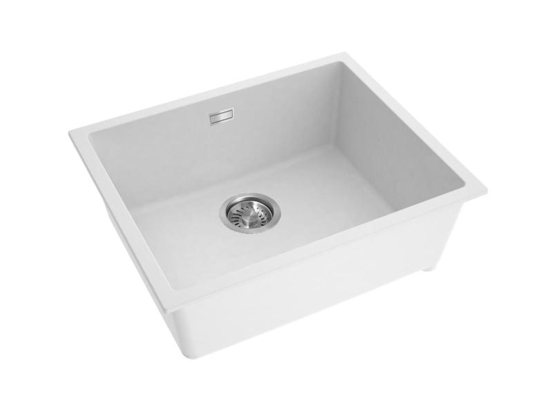 Pure.Sink Eternal Quartz Witte Spoelbak 50x40 cm Onderbouw en Opbouw met Automatische RVS plug