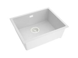 Pure.Sink Eternal Quartz Witte Spoelbak 50x40 cm Onderbouw en Opbouw met Automatische Witte plug
